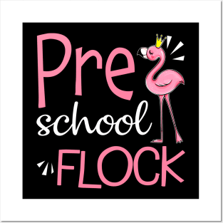 Flamingo Back To School Preschool Flock Posters and Art